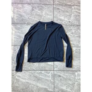 Lukka Lux Womens Navy Blue Long Sleeve Activewear Performance Top Size Small